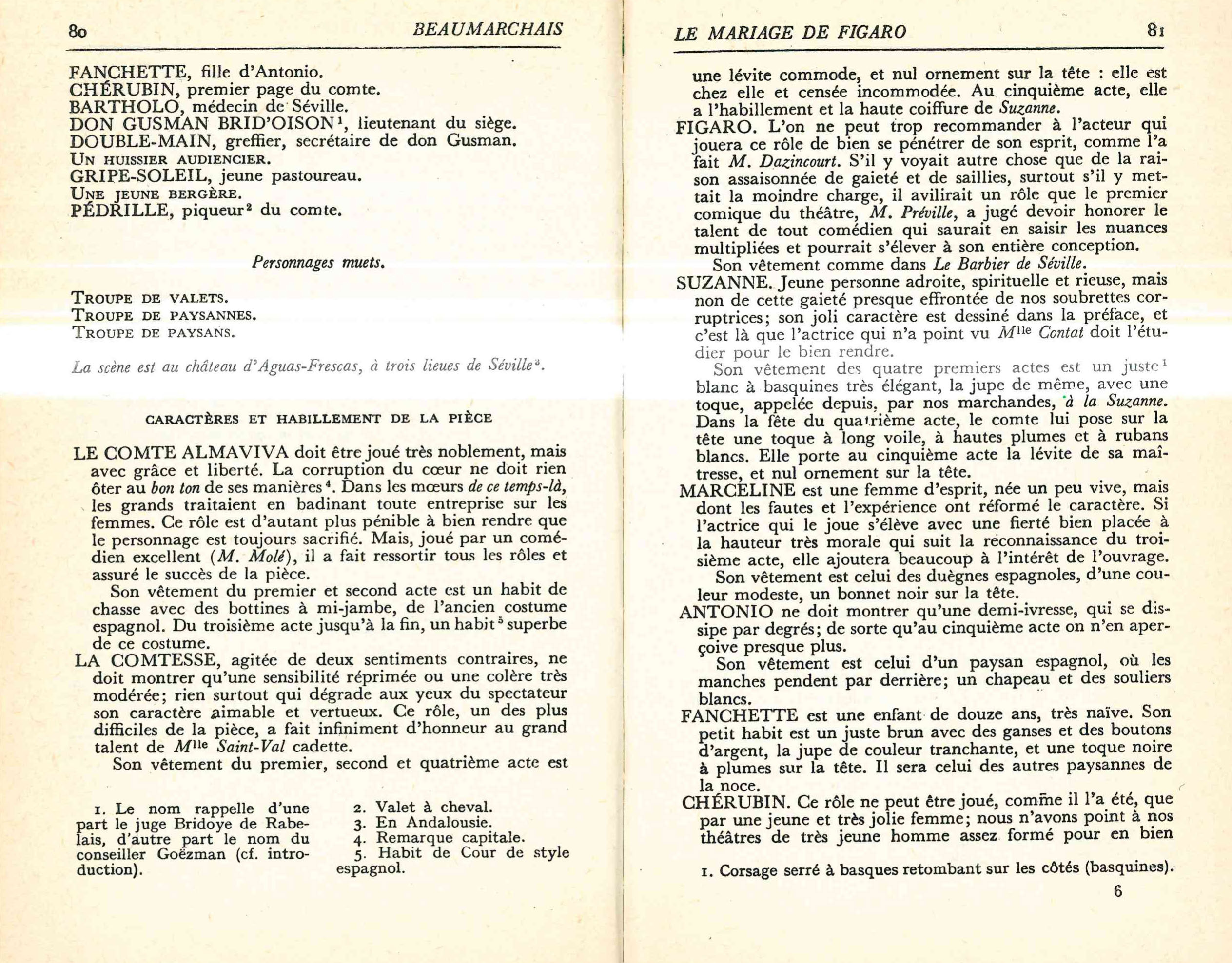 Beaumarchais, Charles: "La folle journée ou Le mariage de Figaro", Paris: Editions sociales 1977. Personnages Figaro II