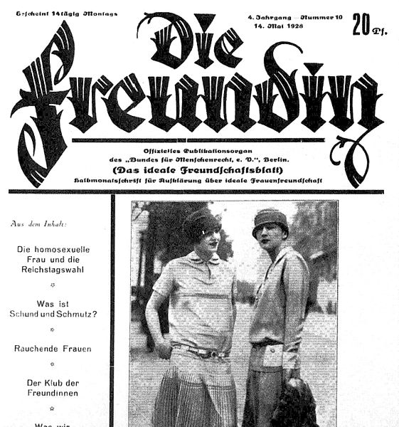 Cover der Zeitschrift "Die Freundin" vom Mai 1928. Die "Bubikopf-Frisur" war typisch für die Vorstellung der "neuen Frau". Zeitschriftencover 1928