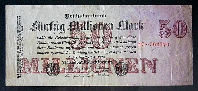 50 Mio Mark. Banknote vom 25. Juli 1923 Banknote