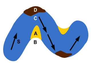 Verlauf der StrÃƒÂ¶mung: natÃƒÂ¼rlicherweise bildet sich aufgrund der StrÃƒÂ¶mungsunterschiede ein mÃƒÂ¤andrierender Flussverlauf.