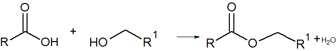 Etherbildung: Vereinfachte Form der Reaktion zweier Alkoholen zu einem Ether - Eine Katalyse ist in der Regel unabdingbar (Siehe dazu William-Ether-Synthese!). image