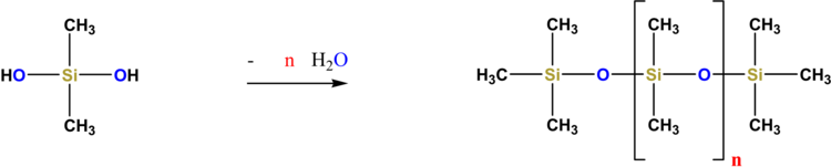 Dimethydichlorlsilan hydrolysiert zu Dimethylsilandiol und Chlorwasserstoff