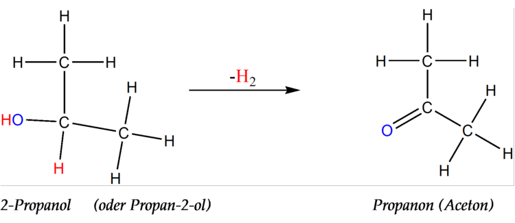 Text Box: 2-Propanol (oder Propan-2-ol) Propanon (Aceton)