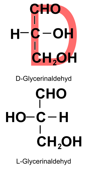 D- und L-Form des Glycerinaldehyds.