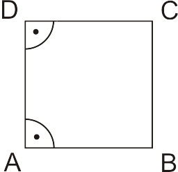 Quadrat mit den Punkten A, B, C, D und rechtem Winkel in A, D. Quadrat