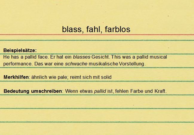 Rückseite einer Karteikarte Rückseite einer Karteikarte