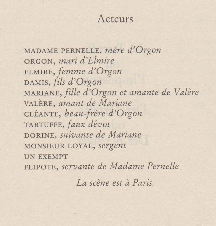 Tartuffe Figurenkonstellation