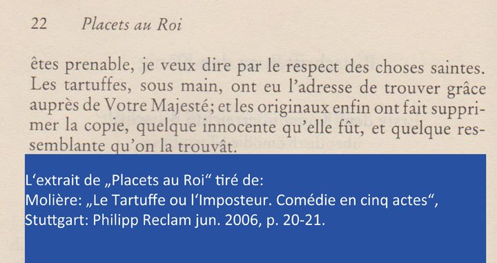Molière: "Le Tartuffe ou l'Imposteur. Comédie en cinq actes", Stuttgart: Philipp Reclam jun. 2006 Tartuffe Placets au Roi II
