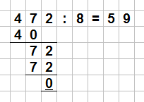 Division von 472 durch 8