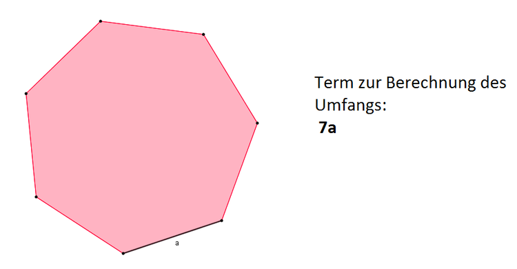 Abbildung: Term zu Berechnung eines Siebenecks Umfang